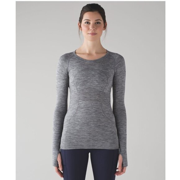 lululemon athletica Tops - Lululemon Swiftly Tech Long Sleeve Crew Top Slate Grey White Running Women's 6